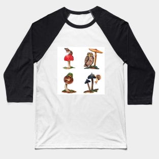Watercolor - Mushroom animals Baseball T-Shirt